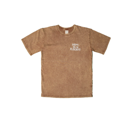 "Dept. de la FlockFit" Washed Tee - Brown