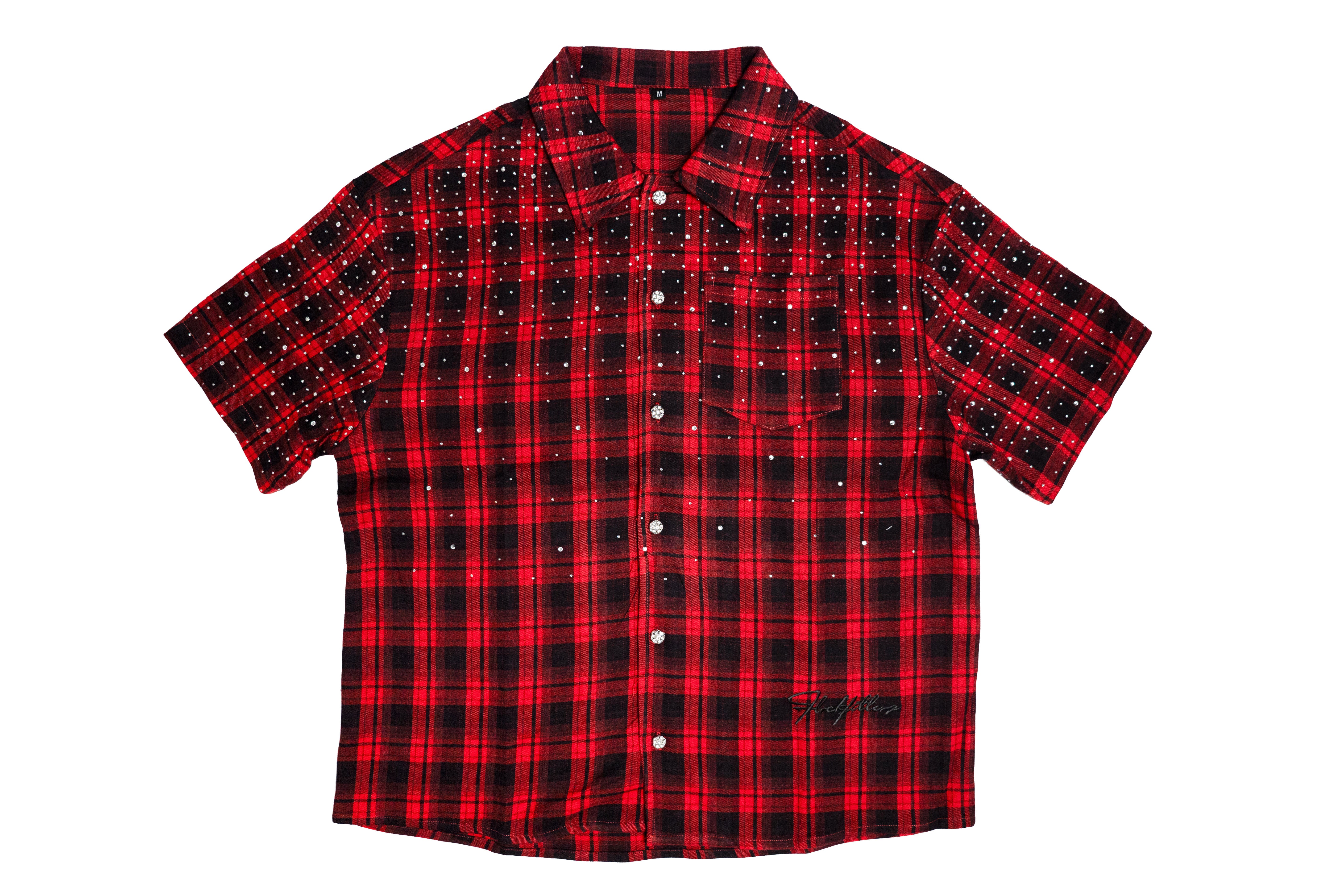 FF Rhinestone Flannel - Red/Black