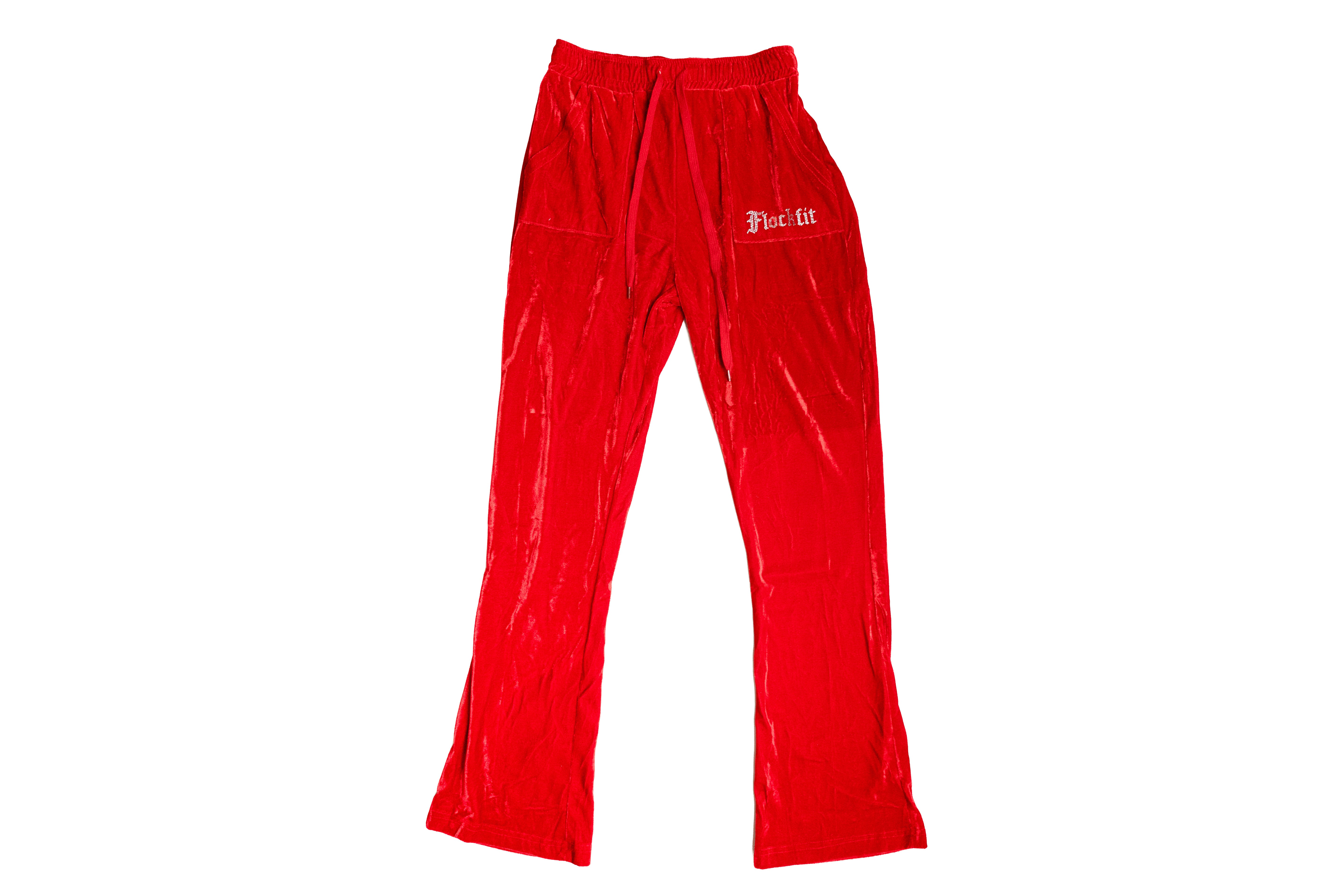 FF Velour Track Pants - Red