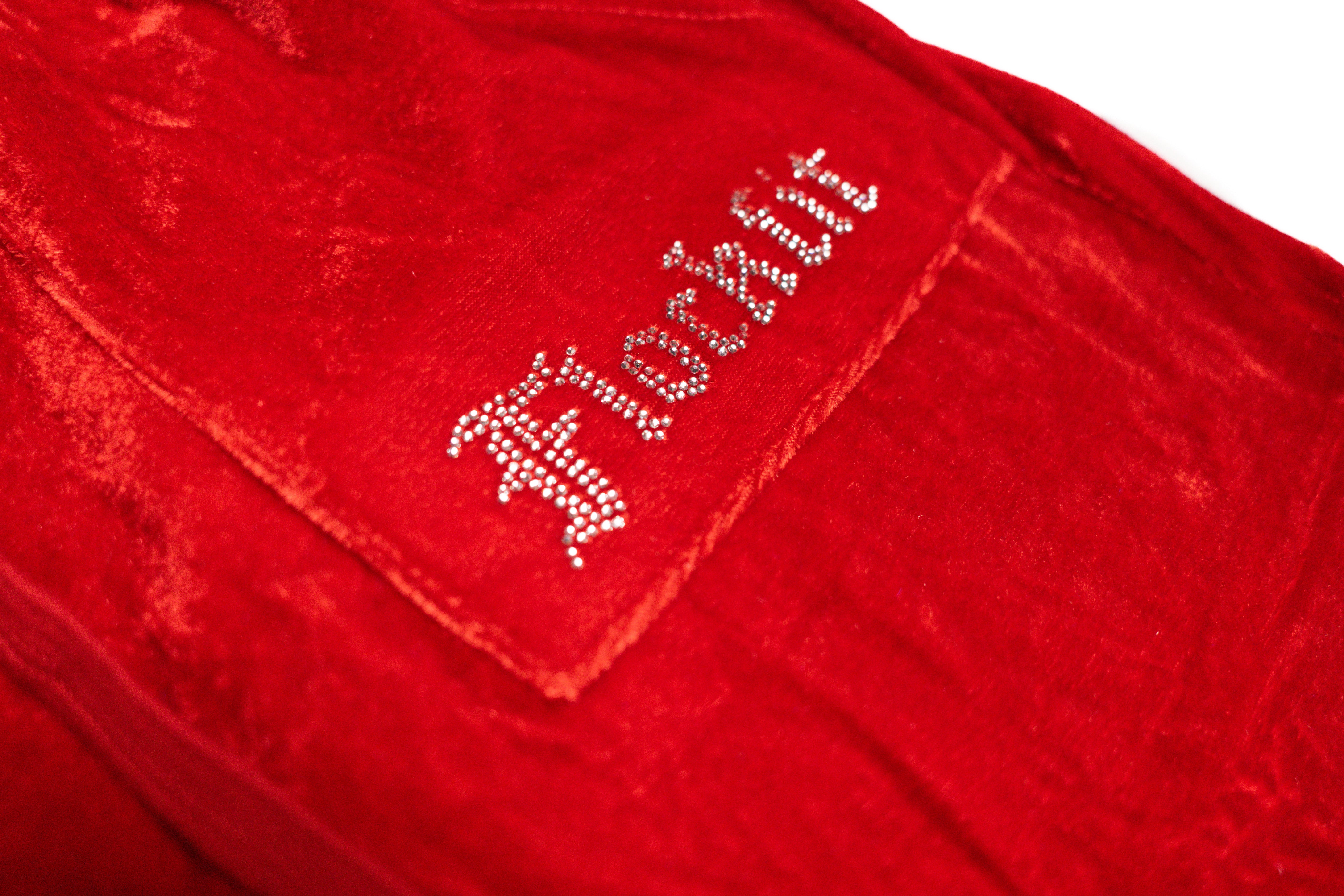 FF Velour Track Pants - Red
