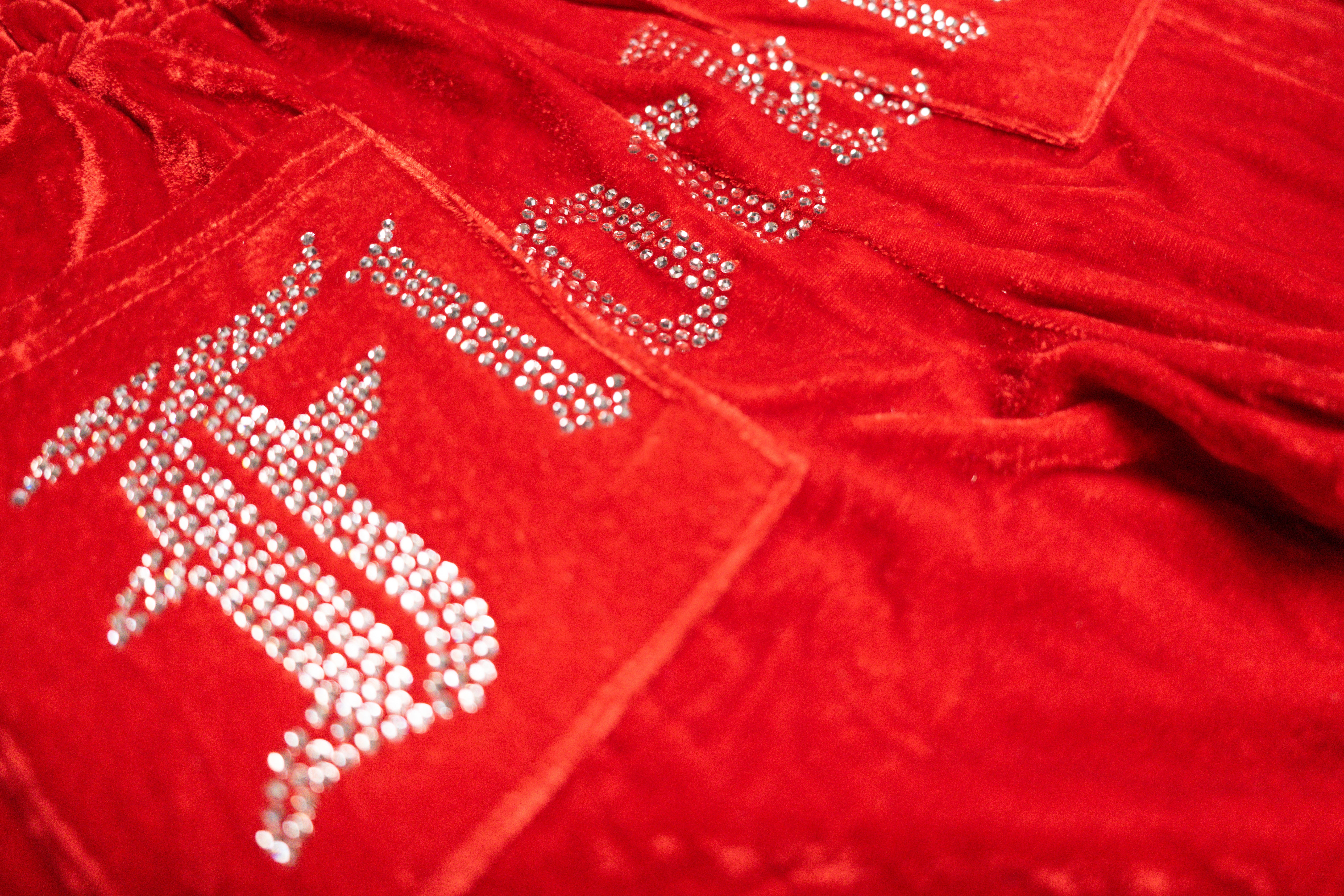 FF Velour Track Pants - Red
