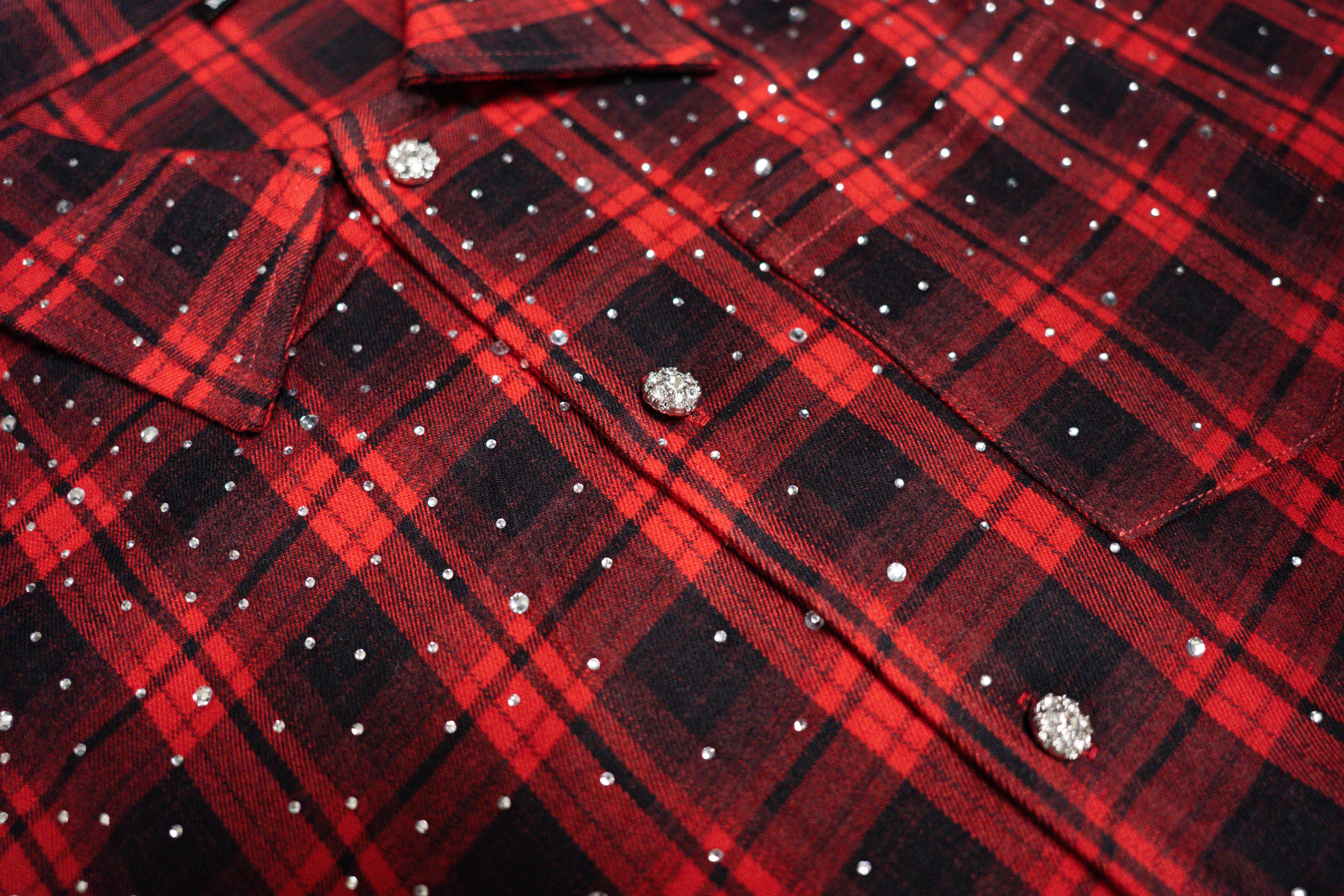 FF Rhinestone Flannel - Red/Black