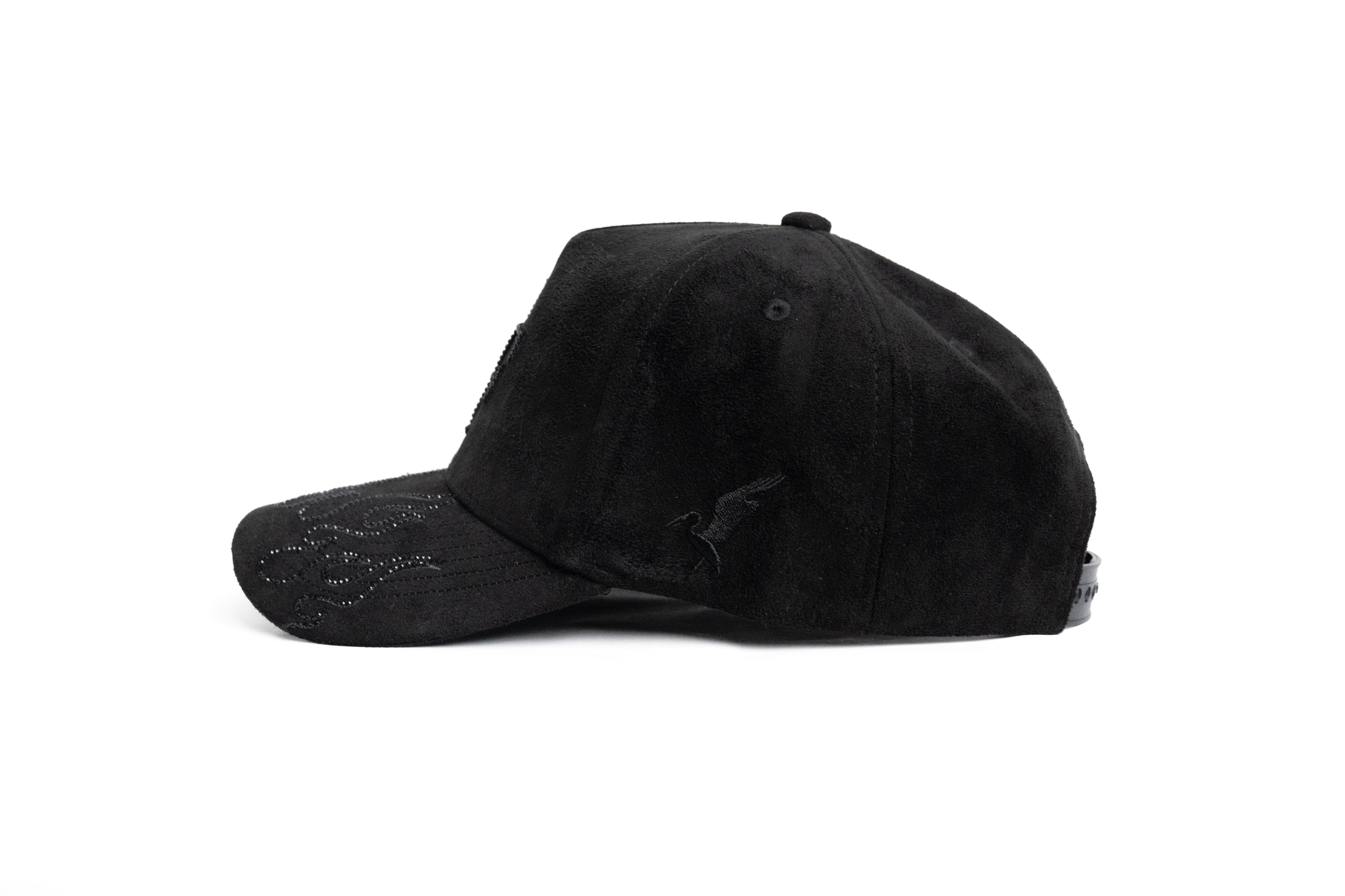 FF Rhinestone Suede Trucker Hat - Black