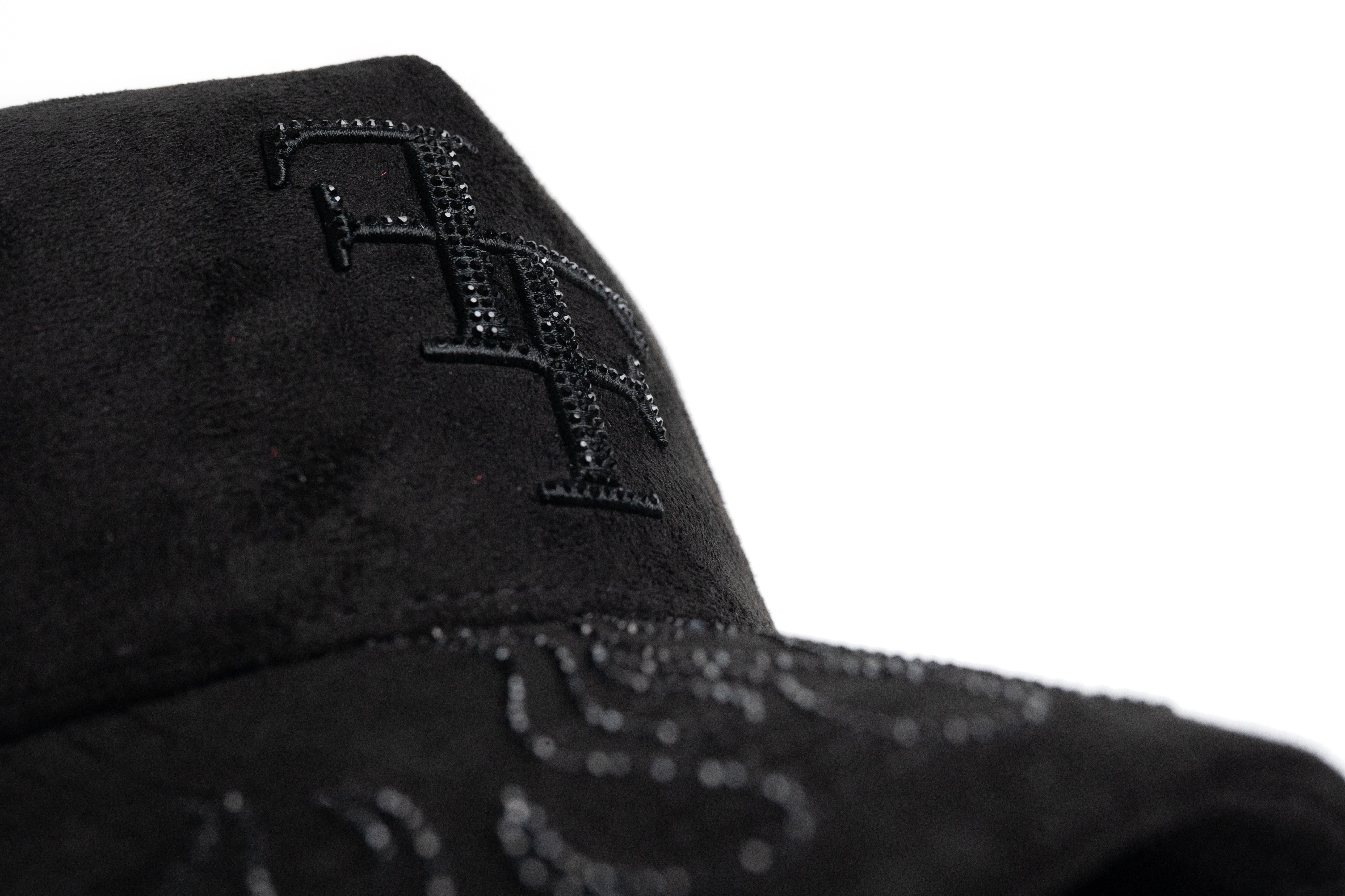 FF Rhinestone Suede Trucker Hat - Black