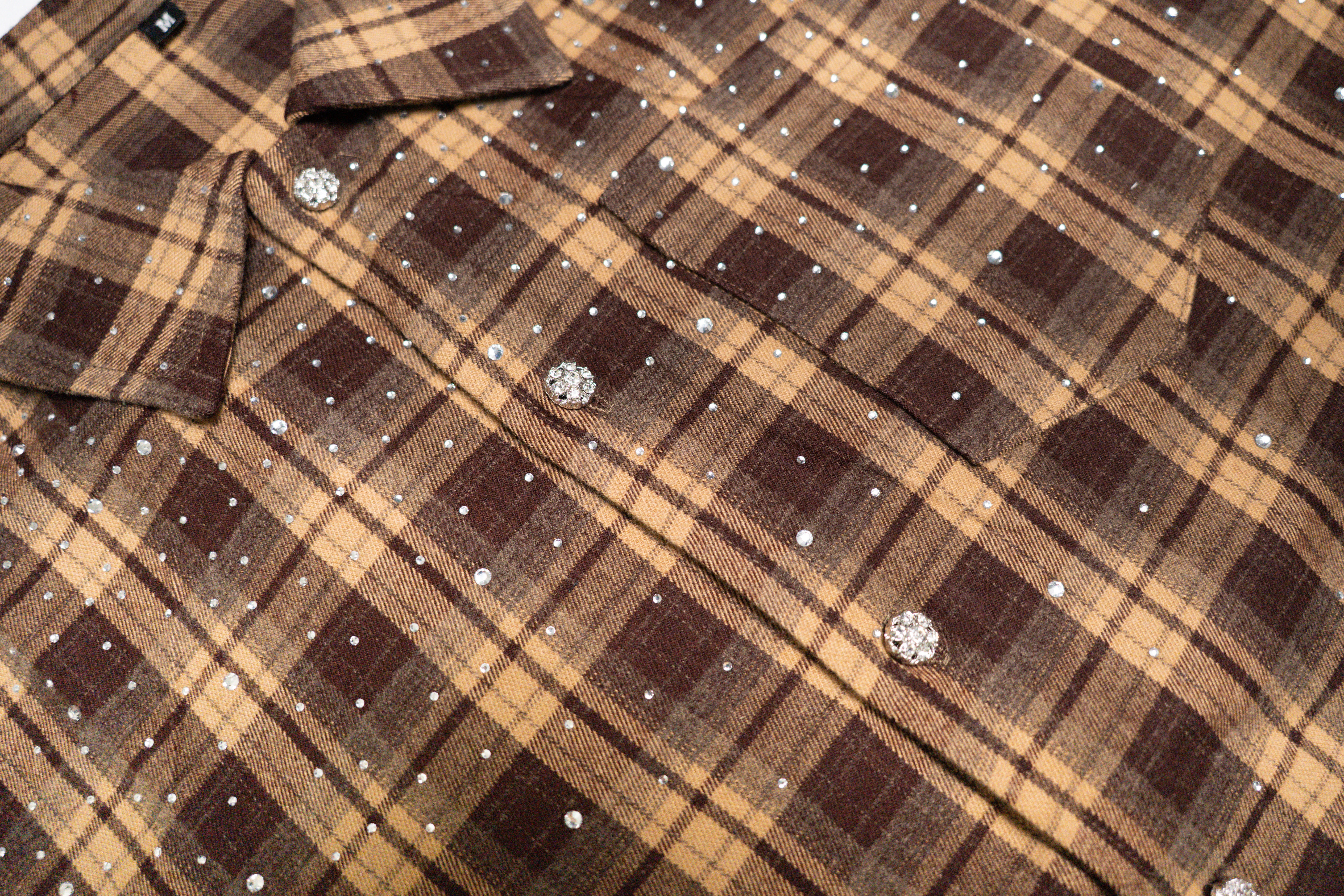 FF Rhinestone Flannel - Brown