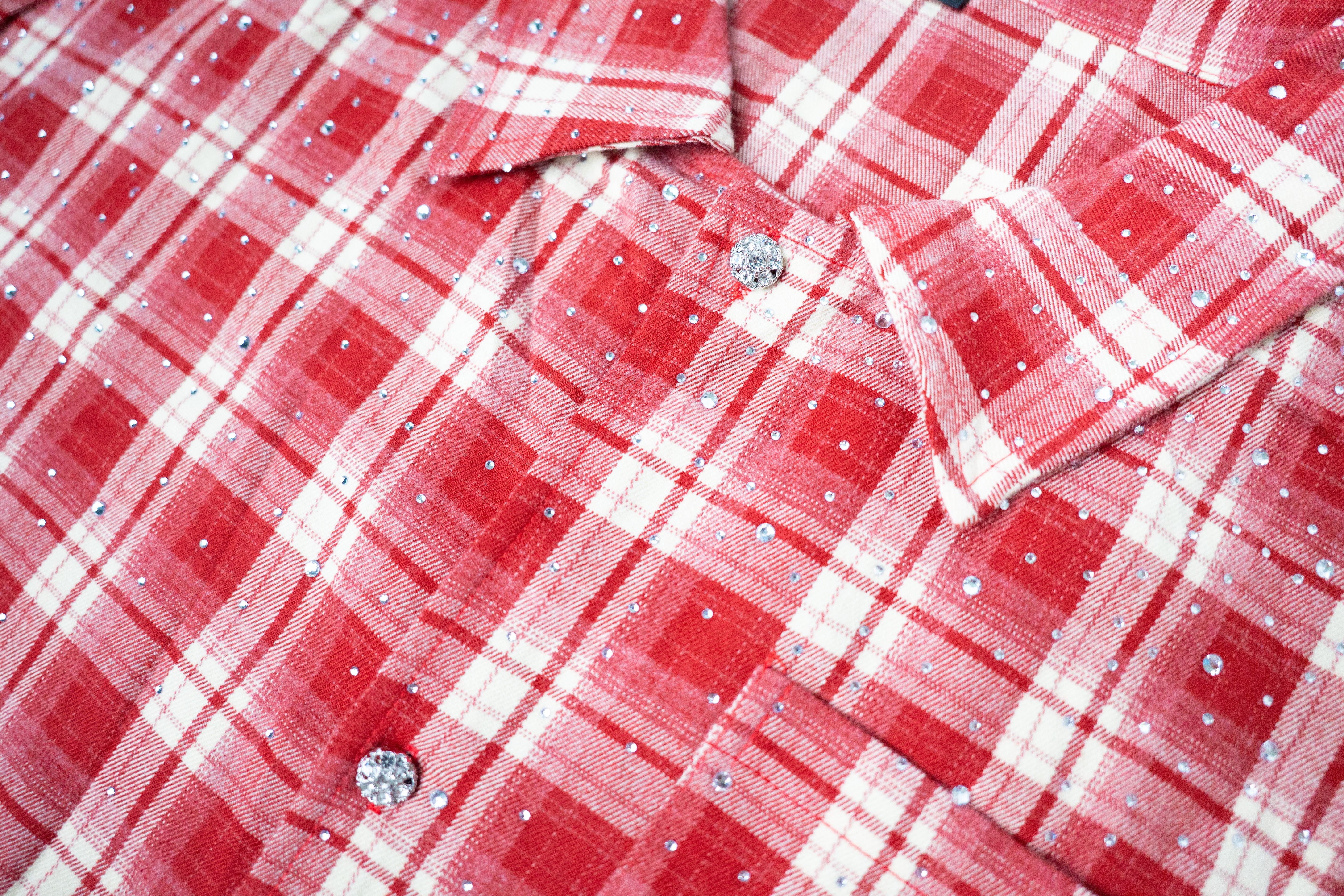 FF Rhinestone Flannel - Red