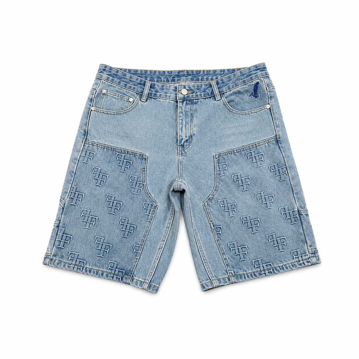 FF Embossed Jorts - Light Denim