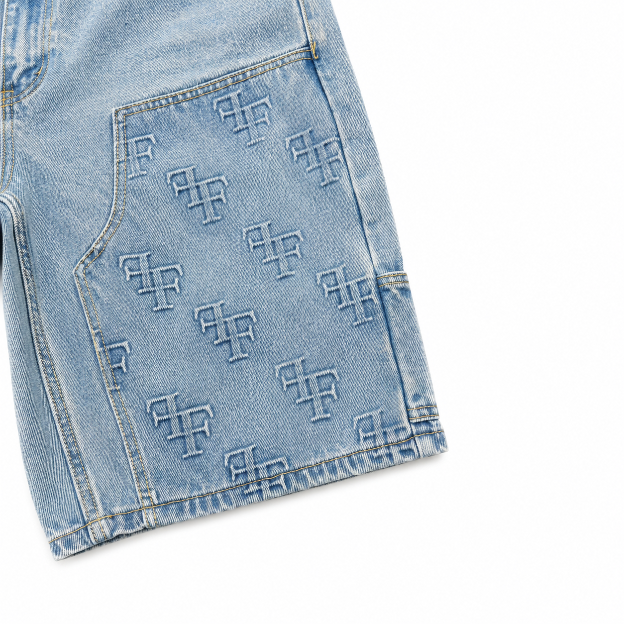 FF Embossed Jorts - Light Denim
