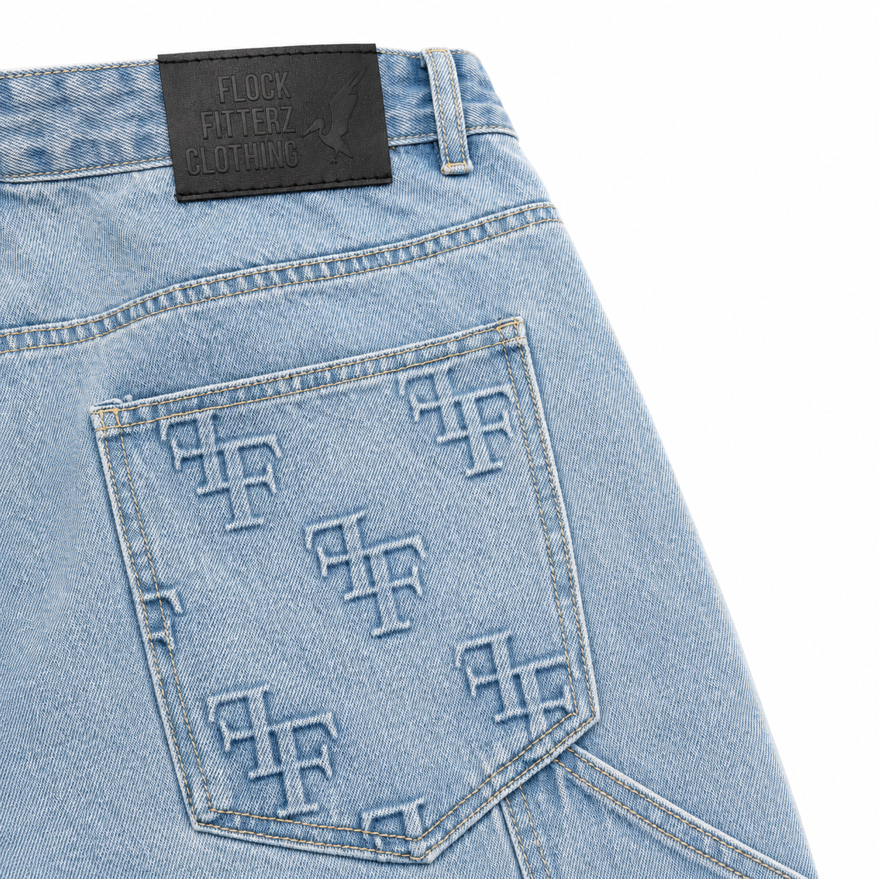 FF Embossed Jorts - Light Denim