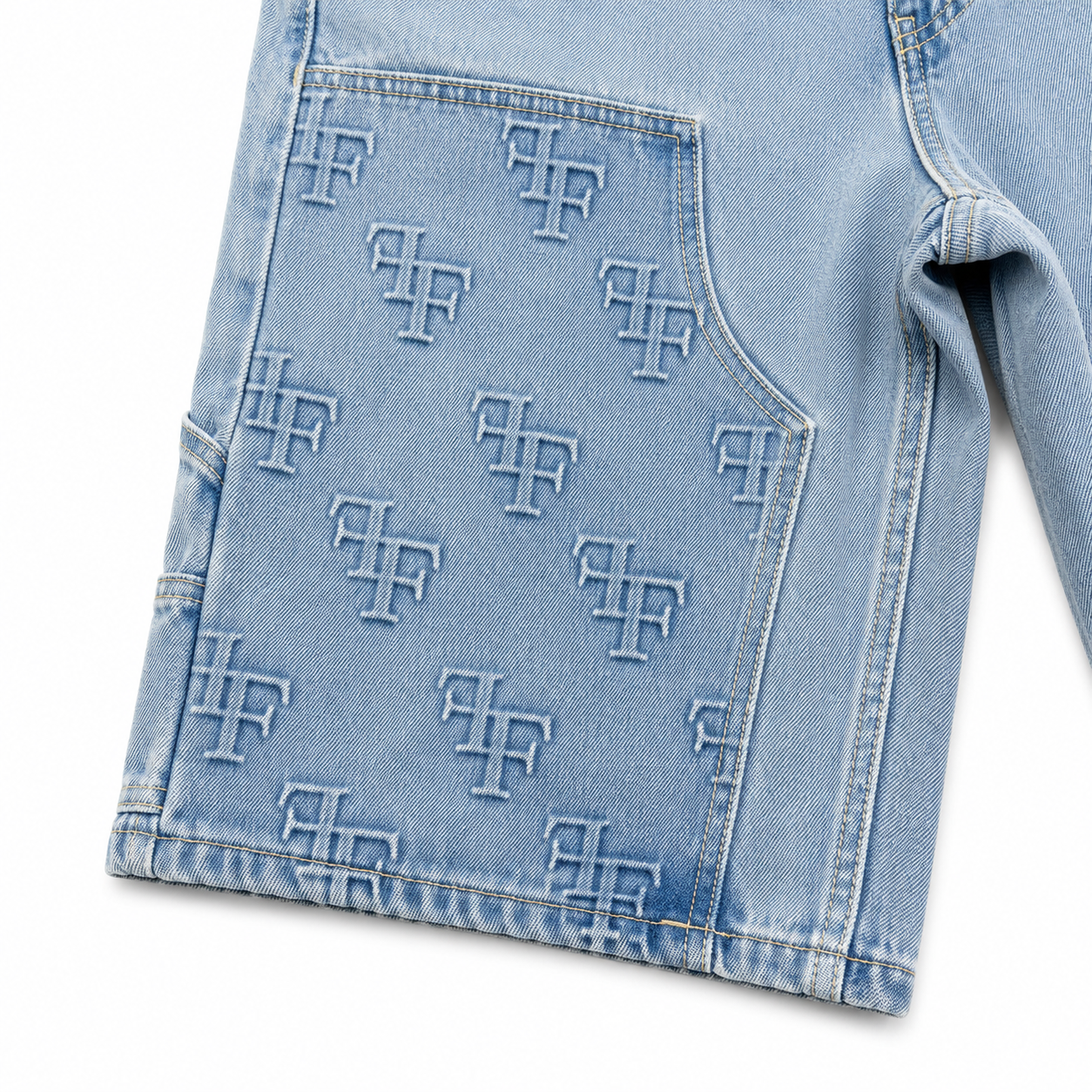 FF Embossed Jorts - Light Denim