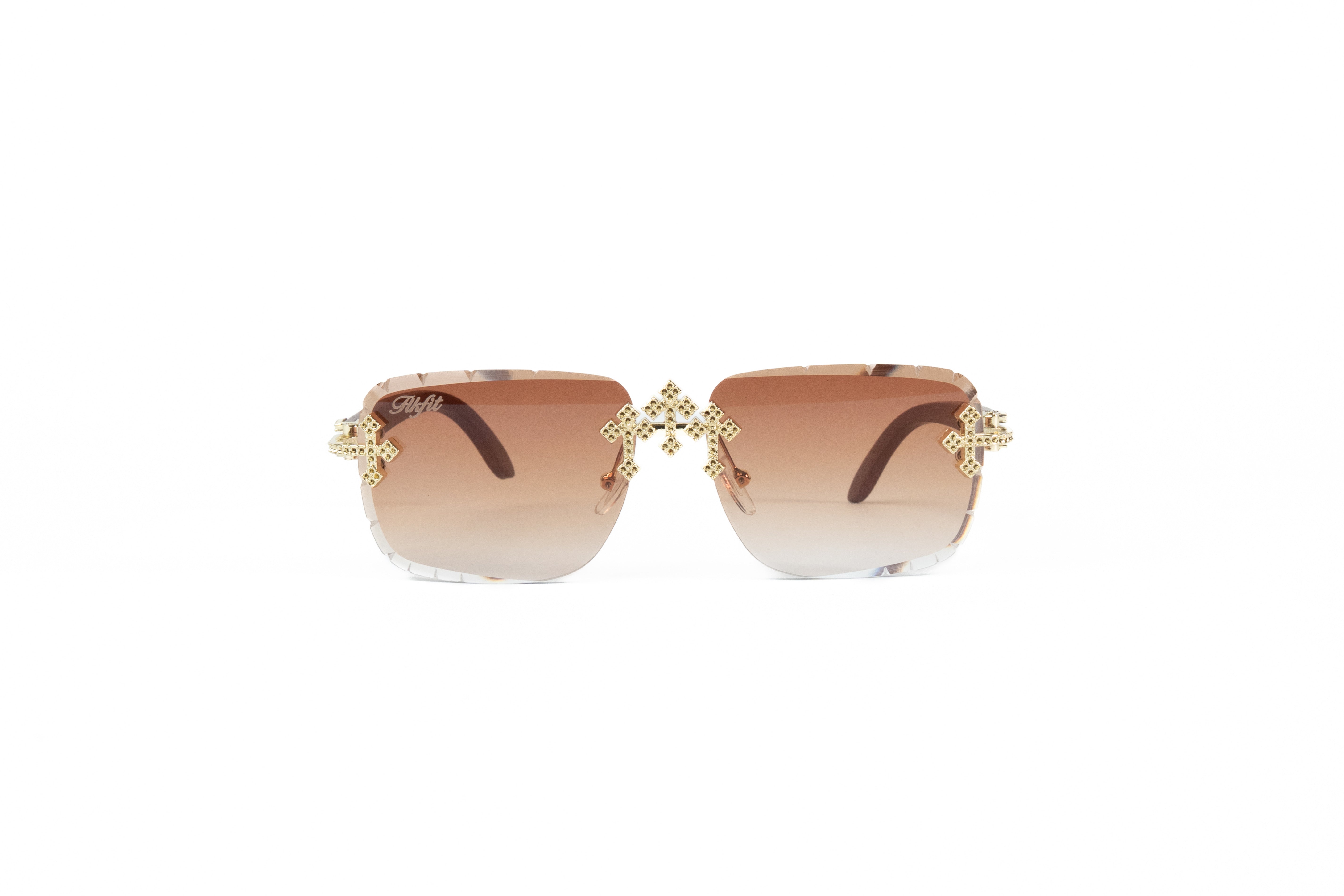 FF Gold Cross Sunglasses - Brown