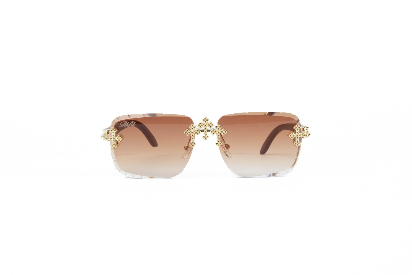 FF Gold Cross Sunglasses - Brown