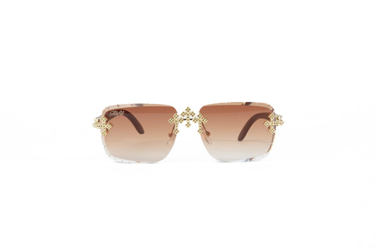 FF Gold Cross Sunglasses - Brown