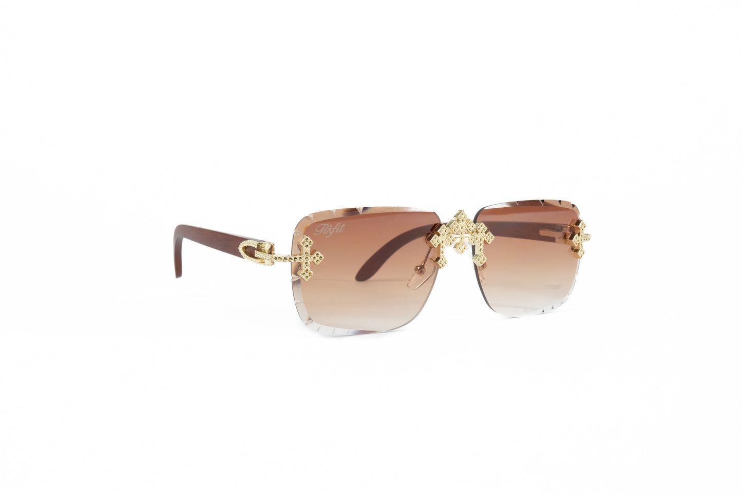 FF Gold Cross Sunglasses - Brown