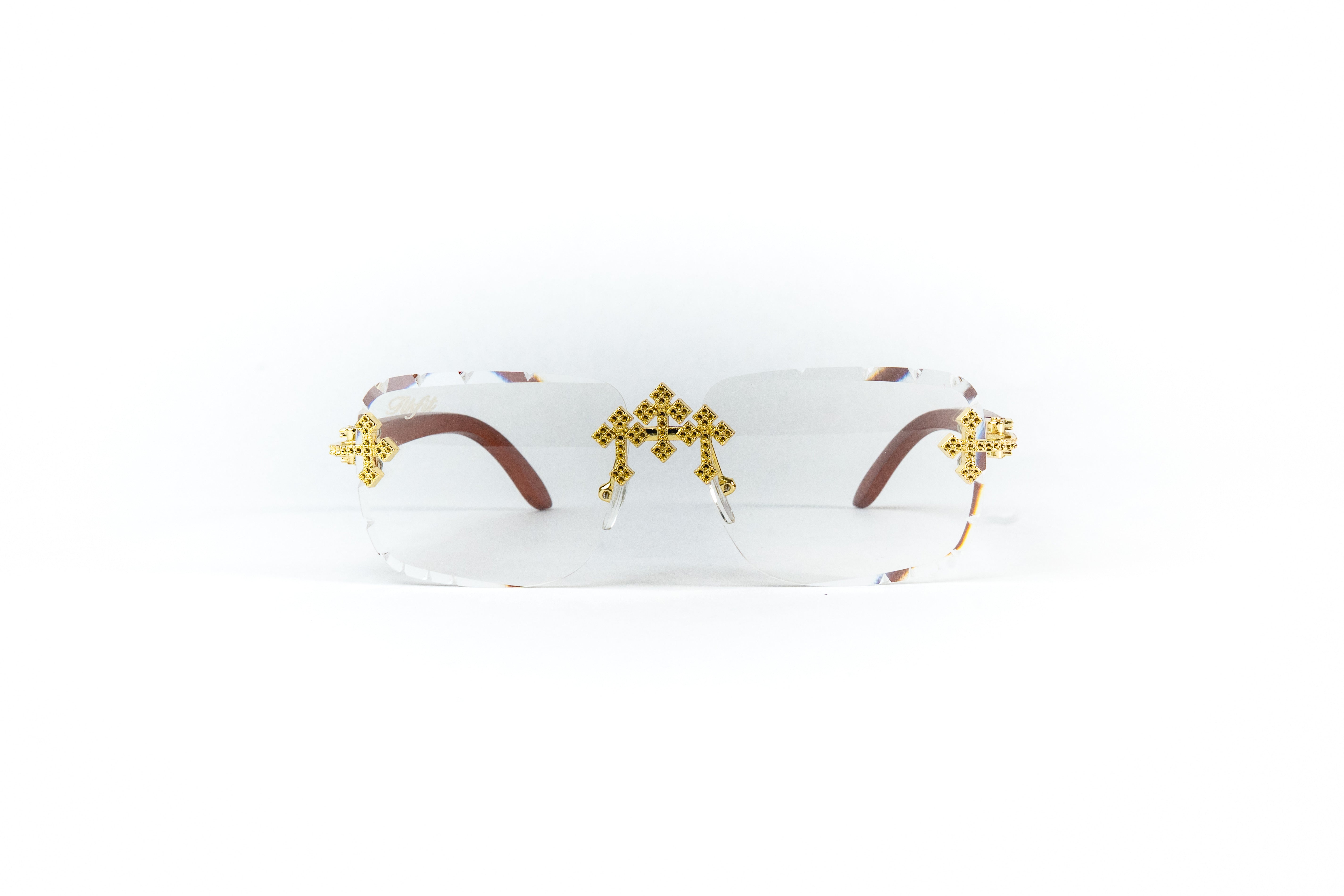 FF Gold Cross Sunglasses - Clear