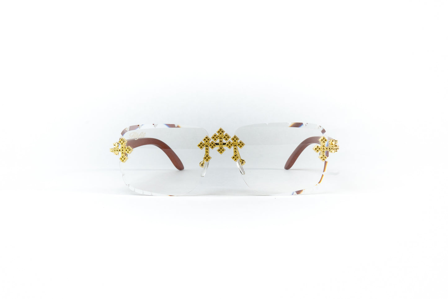 FF Gold Cross Sunglasses - Clear