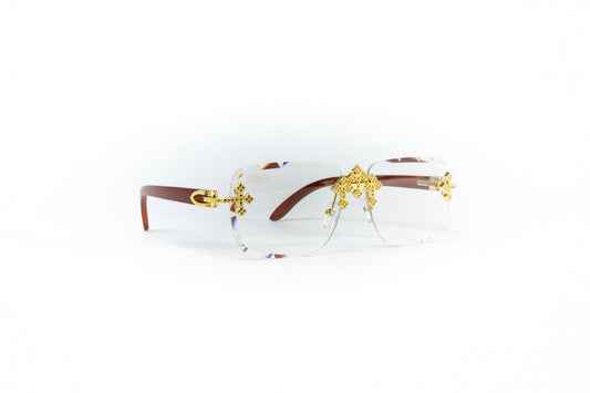 FF Gold Cross Sunglasses - Clear
