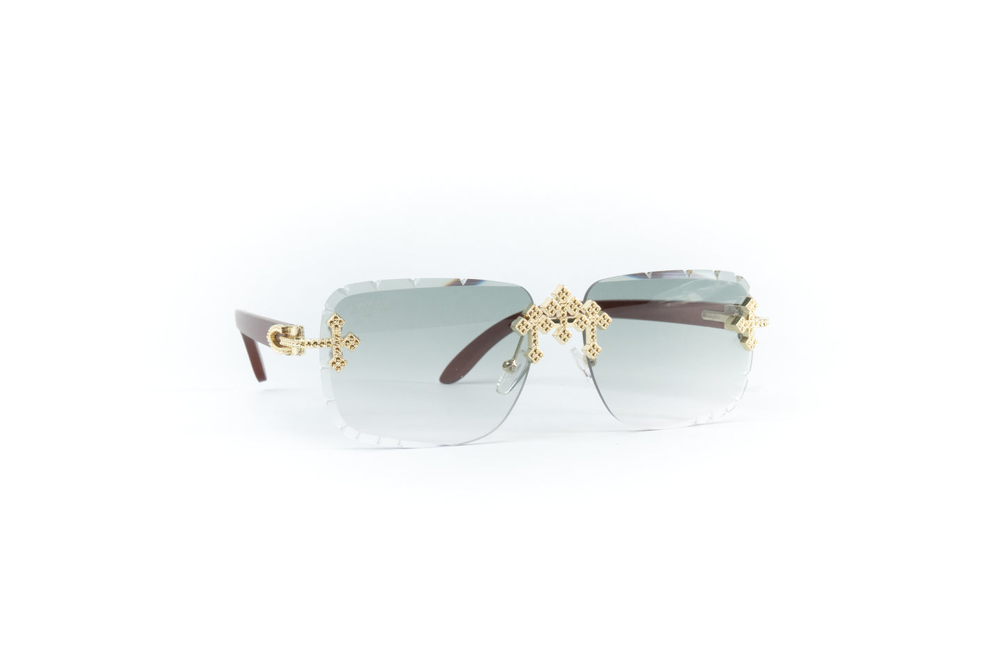 FF Gold Cross Sunglasses - Green