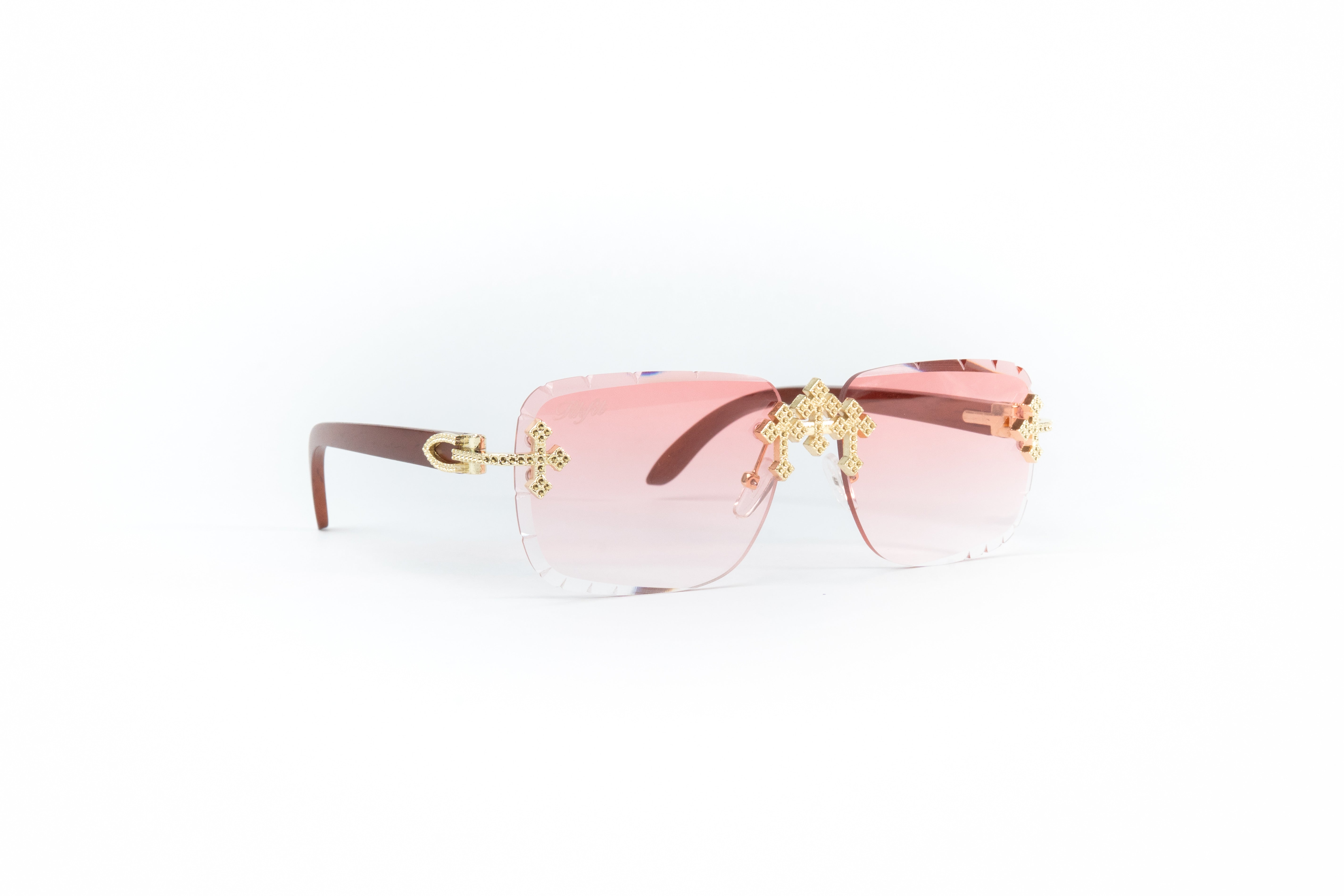 FF Gold Cross Sunglasses - Pink