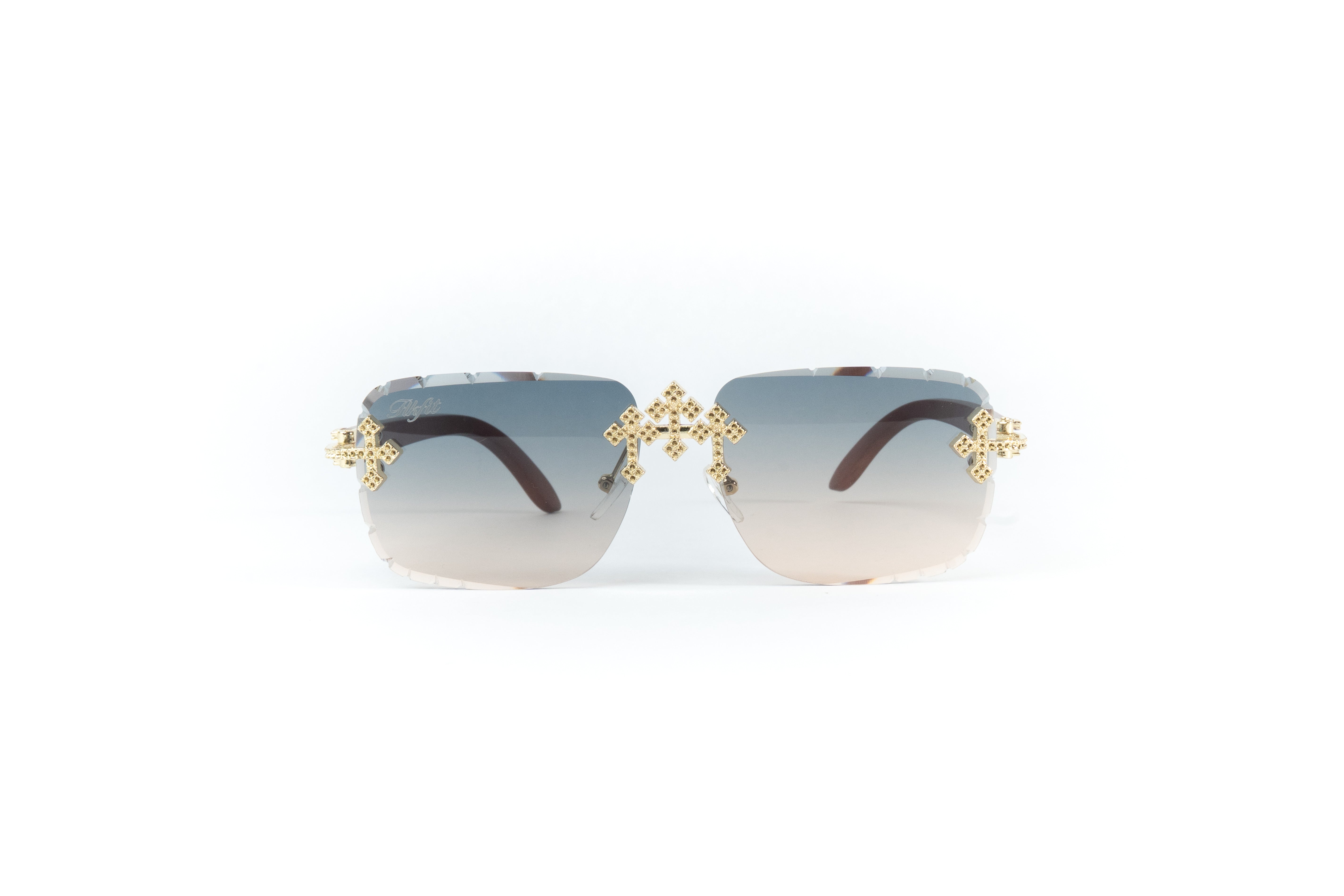 FF Gold Cross Sunglasses - Green/Brown