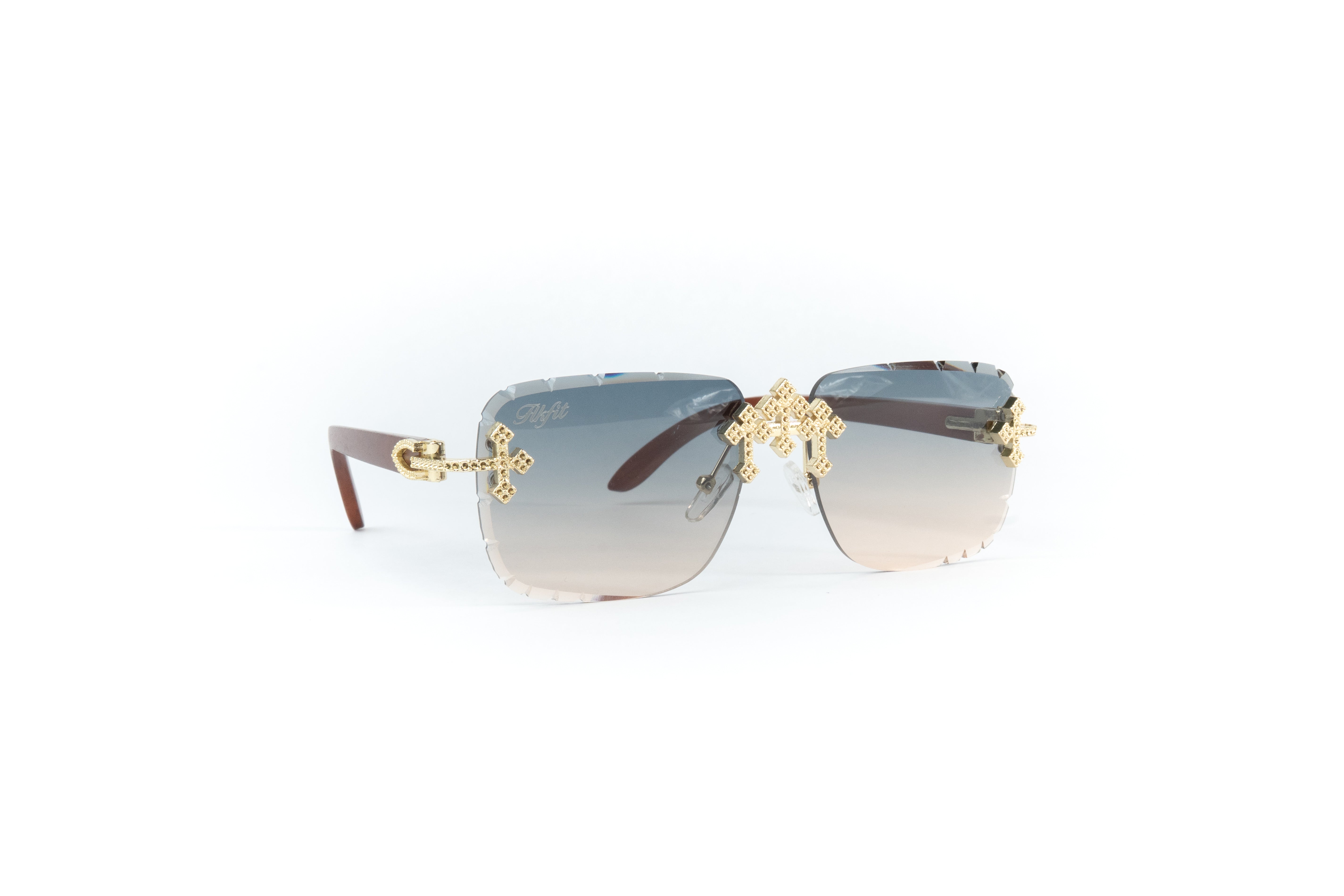 FF Gold Cross Sunglasses - Green/Brown