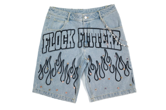 FF Rhinestone Jorts - Light Demin
