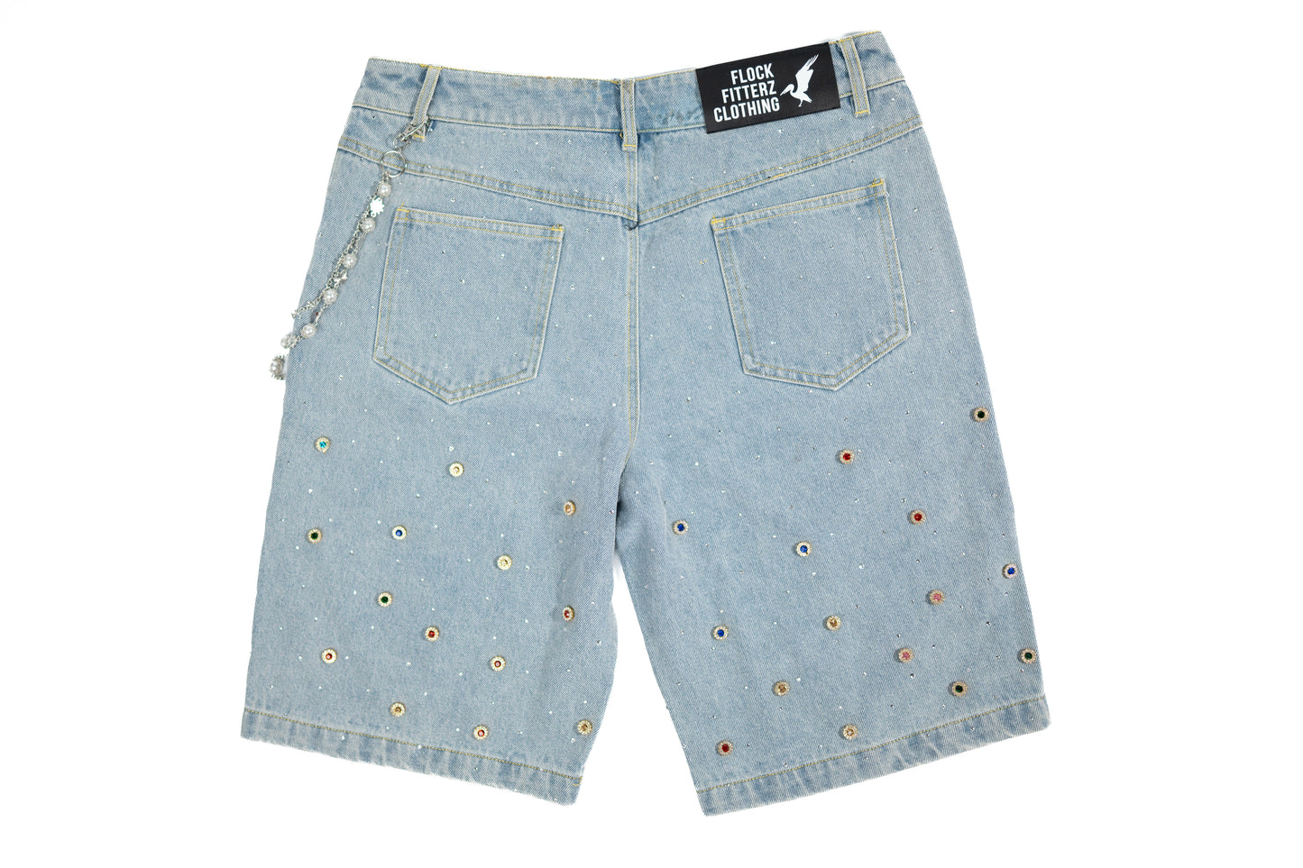 FF Rhinestone Jorts - Light Demin